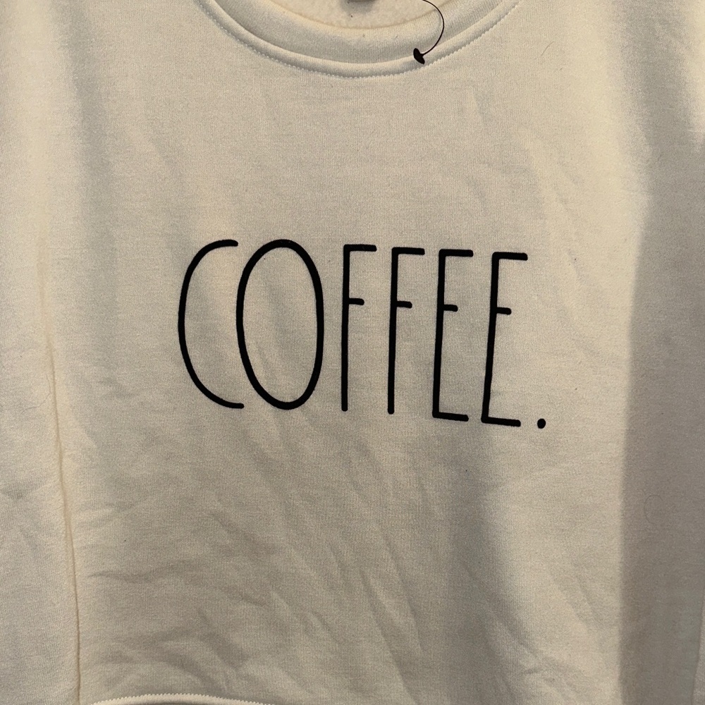 Rae Dunn Cream crewneck with Black 'COFFEE' Text - Picture 2 of 11